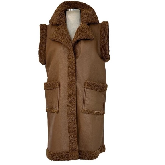 NWT Blank NYC Touch And Go Vest Brown Vegan Leather Size Medium - Picture 7 of 10